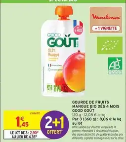 Intermarché Good - gourde de fruits mangue bio des 4 mois goût offre