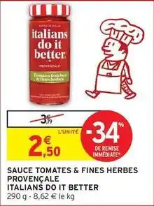 Intermarché Italians do it better - sauce tomates & fines provençale offre