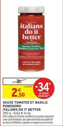 Intermarché Dop - sauce tomates et basilic pomodoro offre