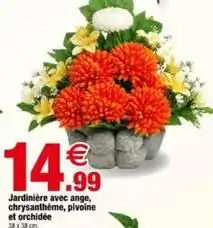 Bazarland Jardinière avec ange, chrysanthème, pivoline et orchidée offre