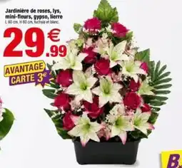Bazarland Jardinière de roses, lys, mini-fleurs, gypse, líerre offre