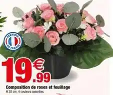 Bazarland Composition de roses et feuillage offre