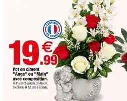 Bazarland Pot en ciment ange ou main avec composition offre