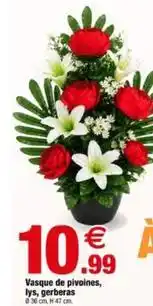 Bazarland Vasque de pivoines, lys, gerberas offre