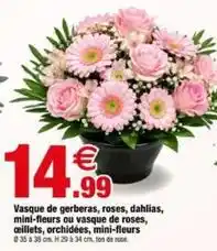 Bazarland Vasque de gerberas, roses, dahlias, mini-fleurs ou vasque de roses, cillets orchidées, mini-fleurs offre