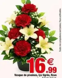 Bazarland Nos - vasque de pivoines, lys tigrés, ficus offre