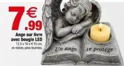Bazarland Ange sur livre avec bougie led offre