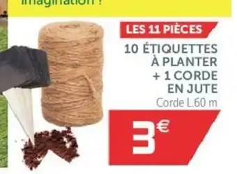 Gifi 10 Étiquettes a planter + 1 Corde en Jute offre