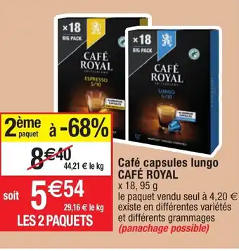 Café capsules lungo café royal