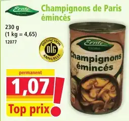 Norma Ernte Champignons de Paris émincés offre