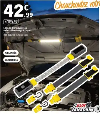 EURO VANADIUM Lampe de travail LED extensible magnétique