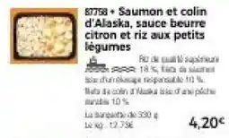 Thiriet 87758 + Saumon et colin d'Alaska, sauce beurre citron et riz aux petits légumes offre