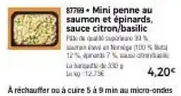 Thiriet Mini penne au saumon et épinards offre