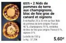 Thiriet 82575 • 2 Nids de pommes de terre aux champignons, bloc de foie gras de canard et oignons offre