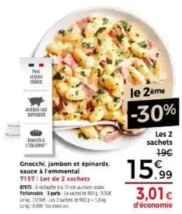 Thiriet Gnocchi, jambon et épinards, sauce à l'emmental offre