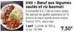 Thiriet Bœuf aux légumes sautés et riz basmati offre