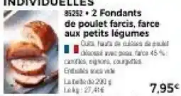 Thiriet INDIVIDUELLES 2 Fondants de poulet farcis, farce aux petits légumes offre