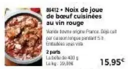 Thiriet Noix de joue de bœuf cuisinées au vin rouge offre