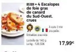 Thiriet 85308 4 Escalopes de foie gras de canard du Sud-Ouest crues offre