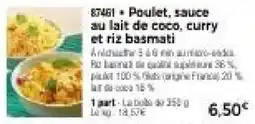 Thiriet 87461 Poulet, sauce au lait de coco, curry et riz basmati offre