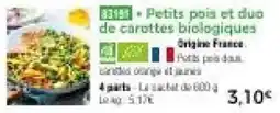 Thiriet Petits pois et duo de carottes biologiques offre