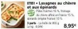 Thiriet Lasagnes au chèvre et aux épinards offre