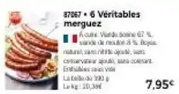 Thiriet 6 Véritables merguez offre
