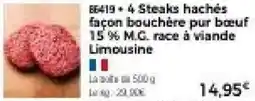 Thiriet 86419 + 4 Steaks hachés façon bouchère pur bœuf 15 % M.G. race à viande Limousine offre