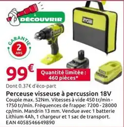 Mr Bricolage RYOBI Perceuse visseuse à percussion 18V offre
