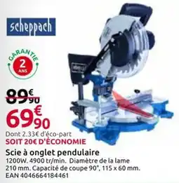 Mr Bricolage scheppach Scie à onglet pendulaire offre