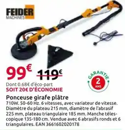 Mr Bricolage FEIDER Ponceuse girafe plâtre offre