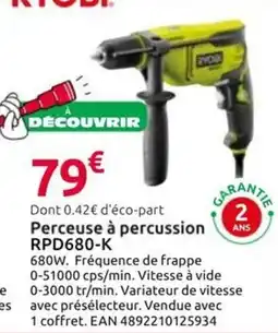 Mr Bricolage RYOBI Perceuse à percussion RPD680-K offre