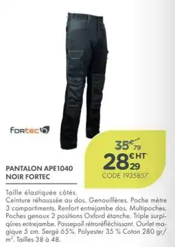 Point Vert FORTEC PANTALON APE1040 NOIR offre