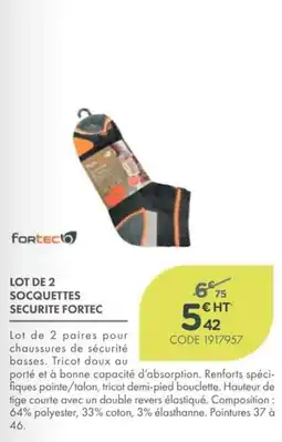 Point Vert FORTEC SOCQUETTES SECURITE offre