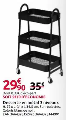 Mr Bricolage Desserte en métal 3 niveaux offre