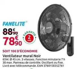 Mr Bricolage FANELITE Ventilateur mural Noir offre