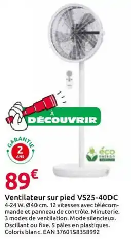 Mr Bricolage Ventilateur sur pied vs25-40dc offre