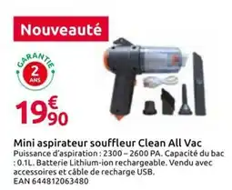 Mr Bricolage Clean All Vac Mini aspirateur souffleur offre