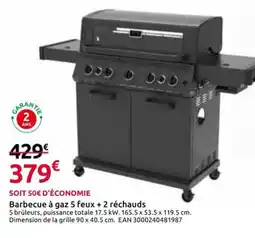 Mr Bricolage Barbecue a gaz 5 feux + 2 rechauds offre