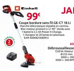 Mr Bricolage Einhell Coupe bordure sans fil GE-CT 18 Li offre
