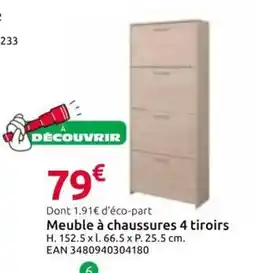 Mr Bricolage Meuble à chaussures 4 tiroirs offre