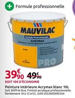 Mr Bricolage MAUVILAC Peinture intérieure Acrymax blanc offre