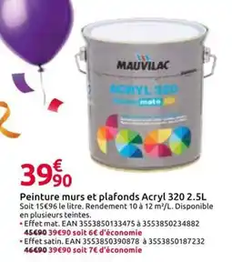 Mr Bricolage MAUVILAC Peinture murs et plafonds Acryl 320 offre