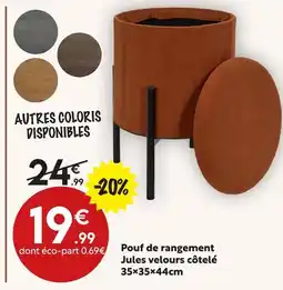Maxi Bazar Pouf de rangement jules velours côtelé offre