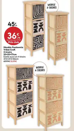 Maxi Bazar Tribal craft meuble paulownia 3 tiroirs offre