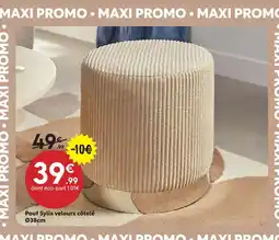 Maxi Bazar Pouf sylia velours côtelé ø38cm offre
