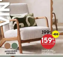 Maxi Bazar Fauteuil de salon scott velours côtelé 64.5×75×83.5cm offre