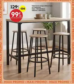 Maxi Bazar Table haute mange-debout loka et 4 tabourets offre