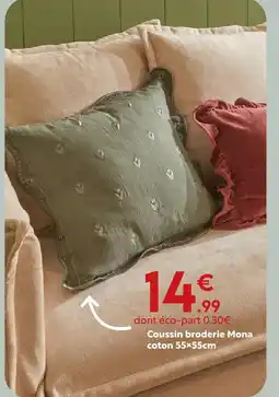Maxi Bazar Coussin broderie mona coton offre