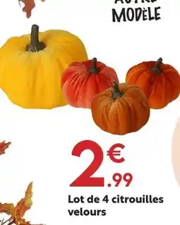 Maxi Bazar Lot de 4 citrouilles velours offre